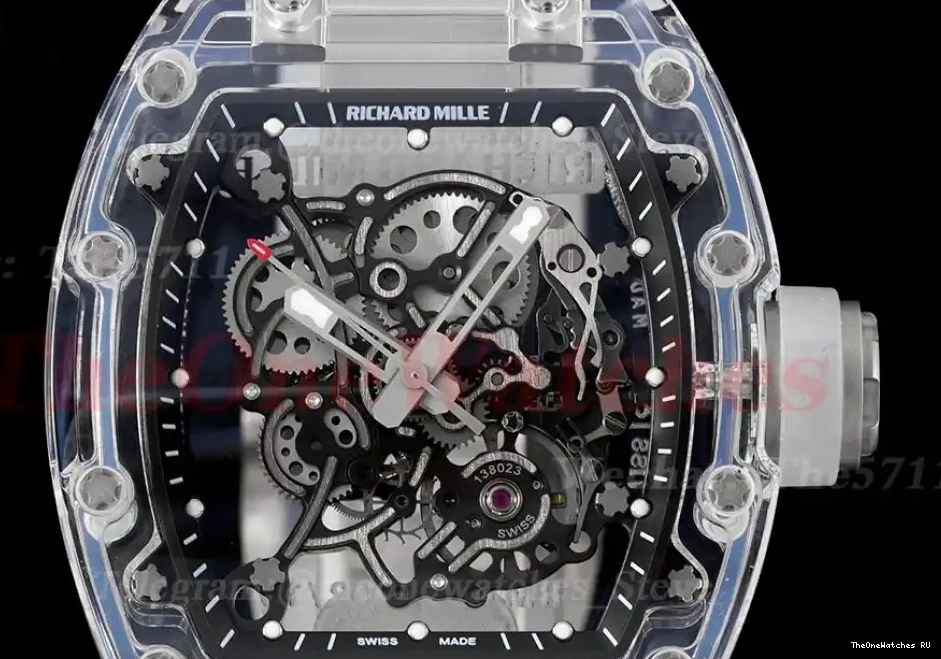  RM055 Sonic Skeleton on Dial Transparent Rubber Transparent  RMUL2 Clone strap 0412